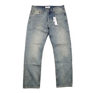 NWT Topman Jeans Men's 32x29 Denim Straight Distressed Button Fly 100% Cotton
